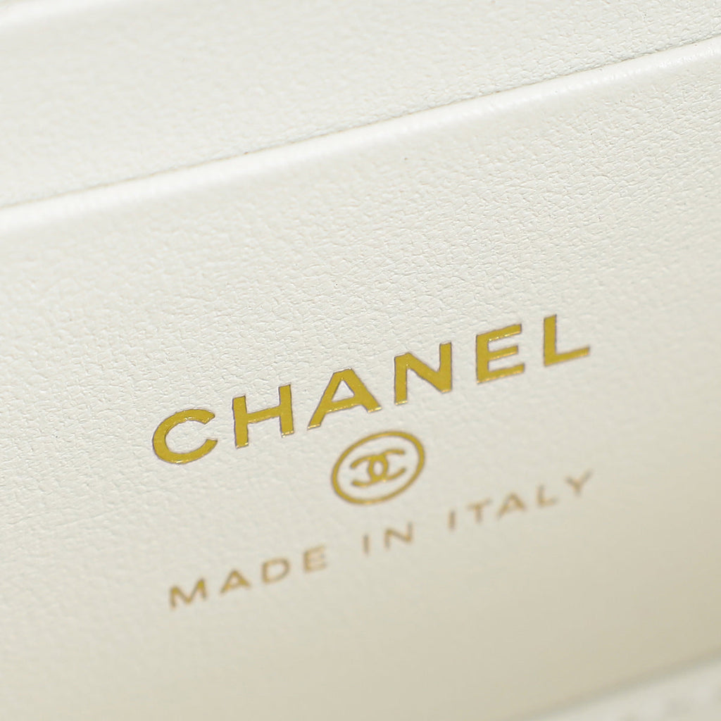 Chanel White CC Top Handle Vanity Chain