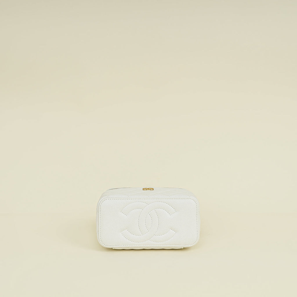 Chanel White CC Top Handle Vanity Chain