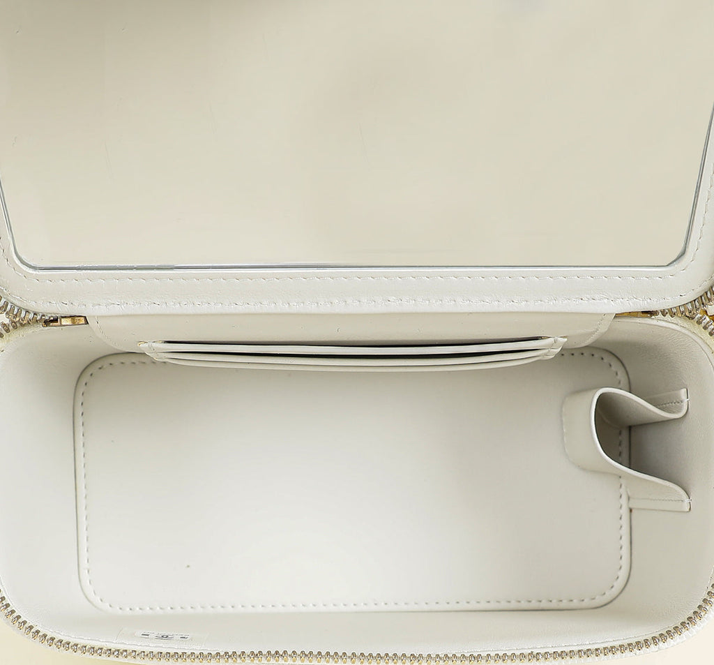 Chanel White CC Top Handle Vanity Chain