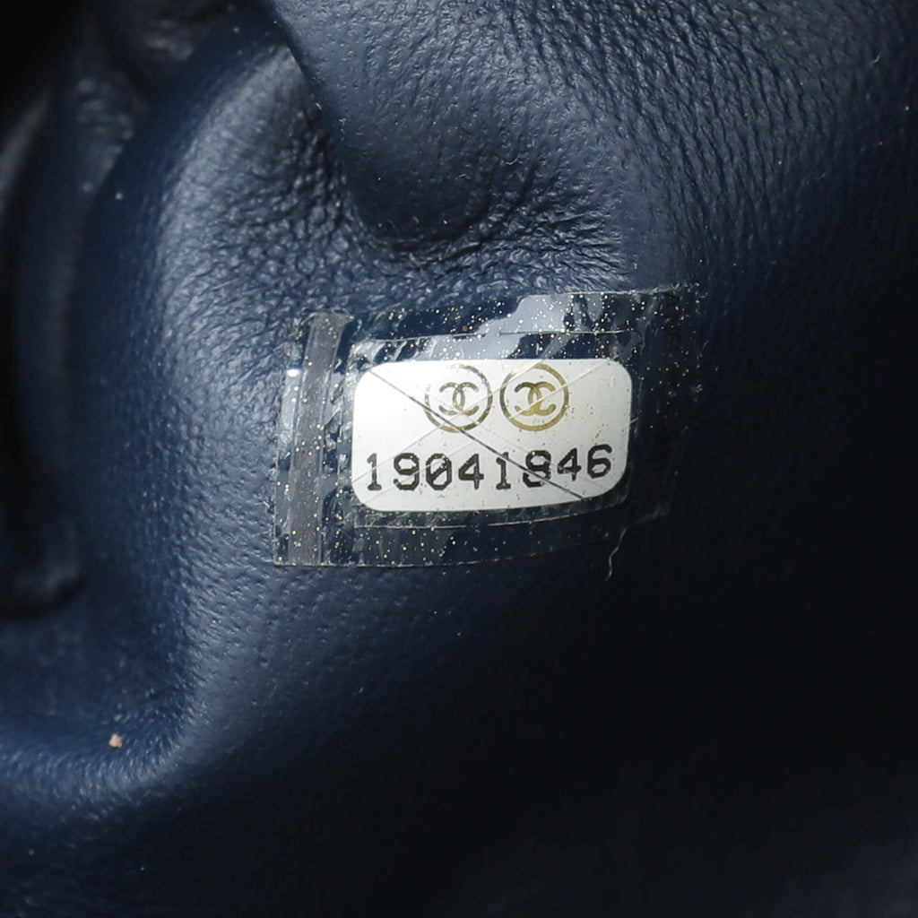 Chanel Navy Blue CC Front Pocket Chain Clutch