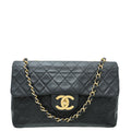Chanel Black Vintage CC Classic Single Flap Maxi Bag