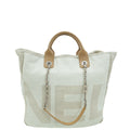 Chanel Bicolor Logo Mixed Fibers Deauville Tote Bag