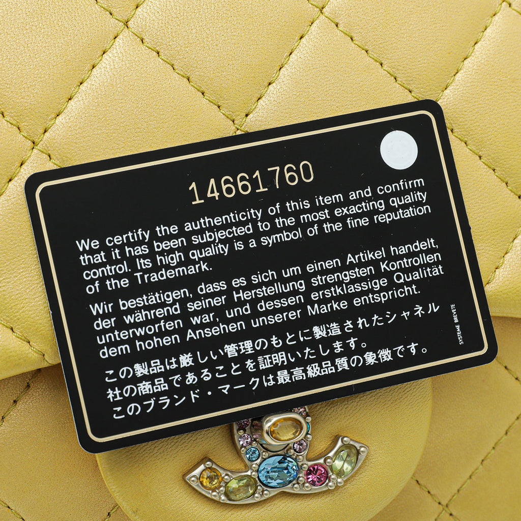 Chanel Yellow CC Crystal Single Flap Jumbo Bag