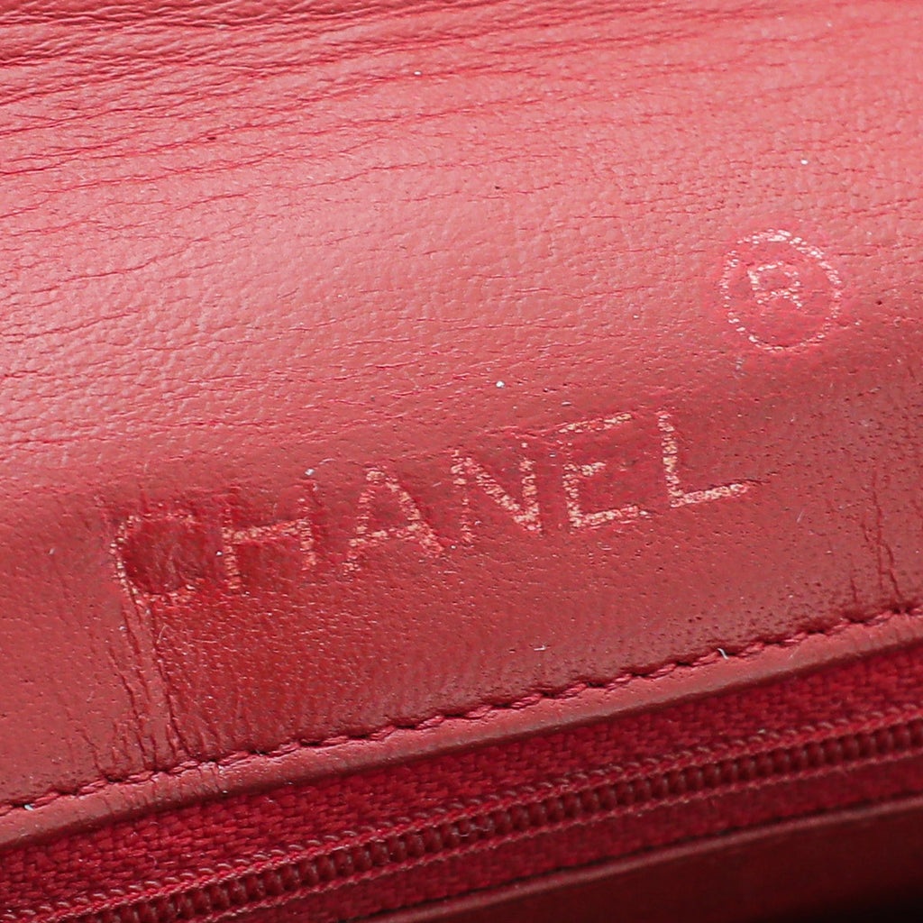 Chanel Red Crocodile Vintage CC Classic Mini Square Bag