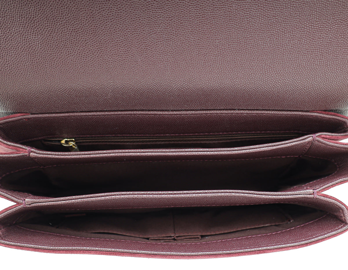 Chanel Burgundy CC Stitched Lady Coco Flap Bag