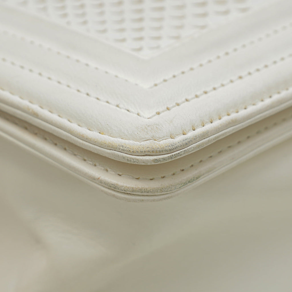 Chanel White Python Le Boy Medium Bag