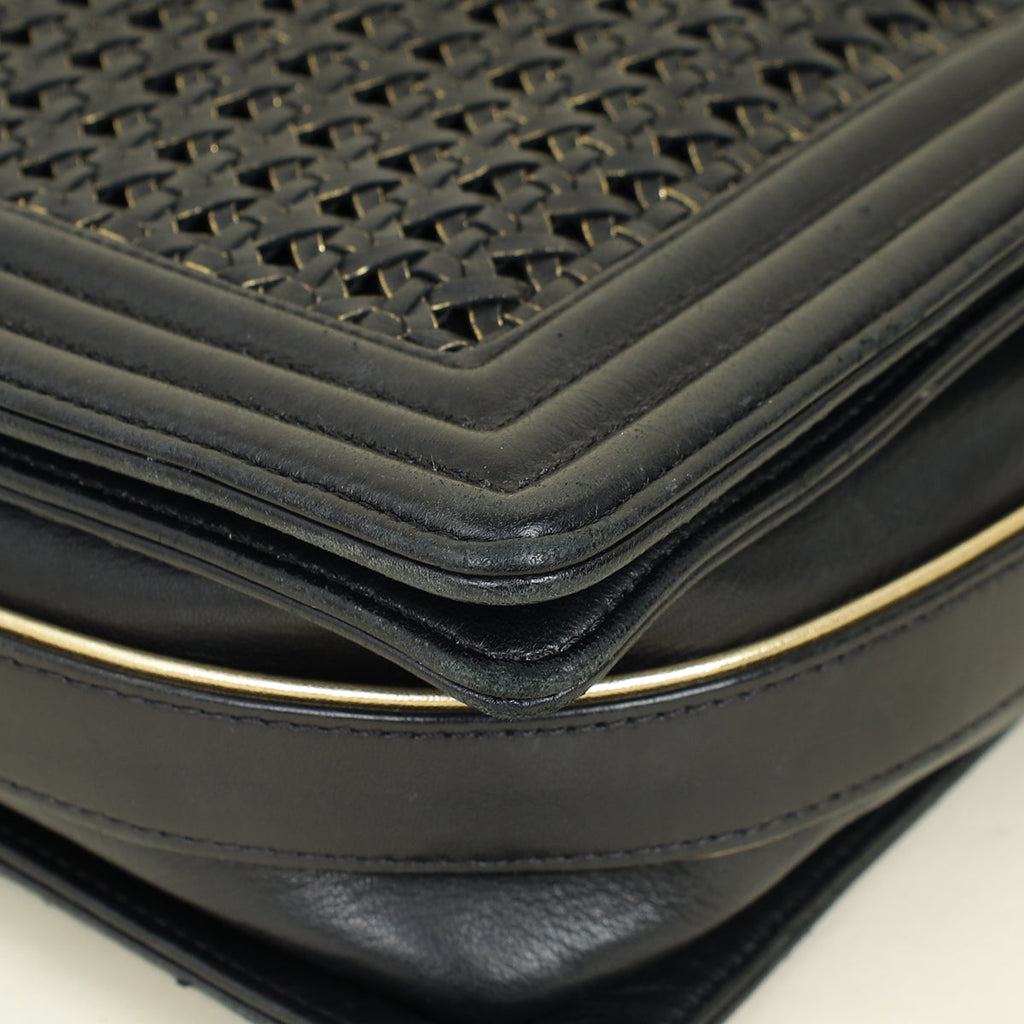 Chanel Black Braided Le Boy Reverso Flap Large Bag