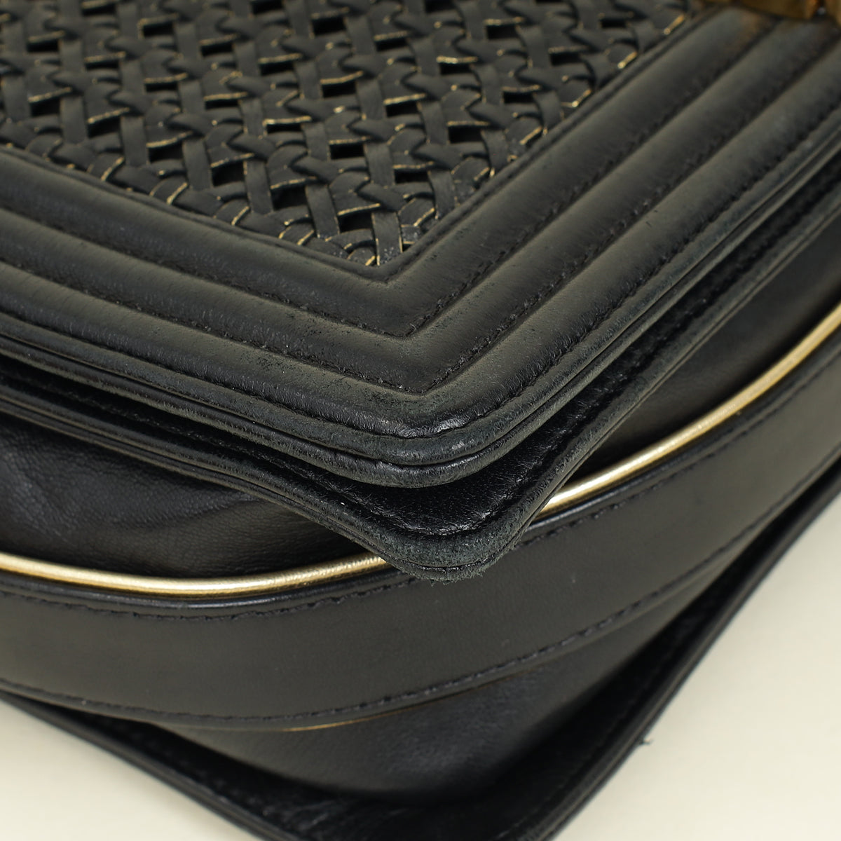 Chanel Black Braided Le Boy Reverso Flap Large Bag