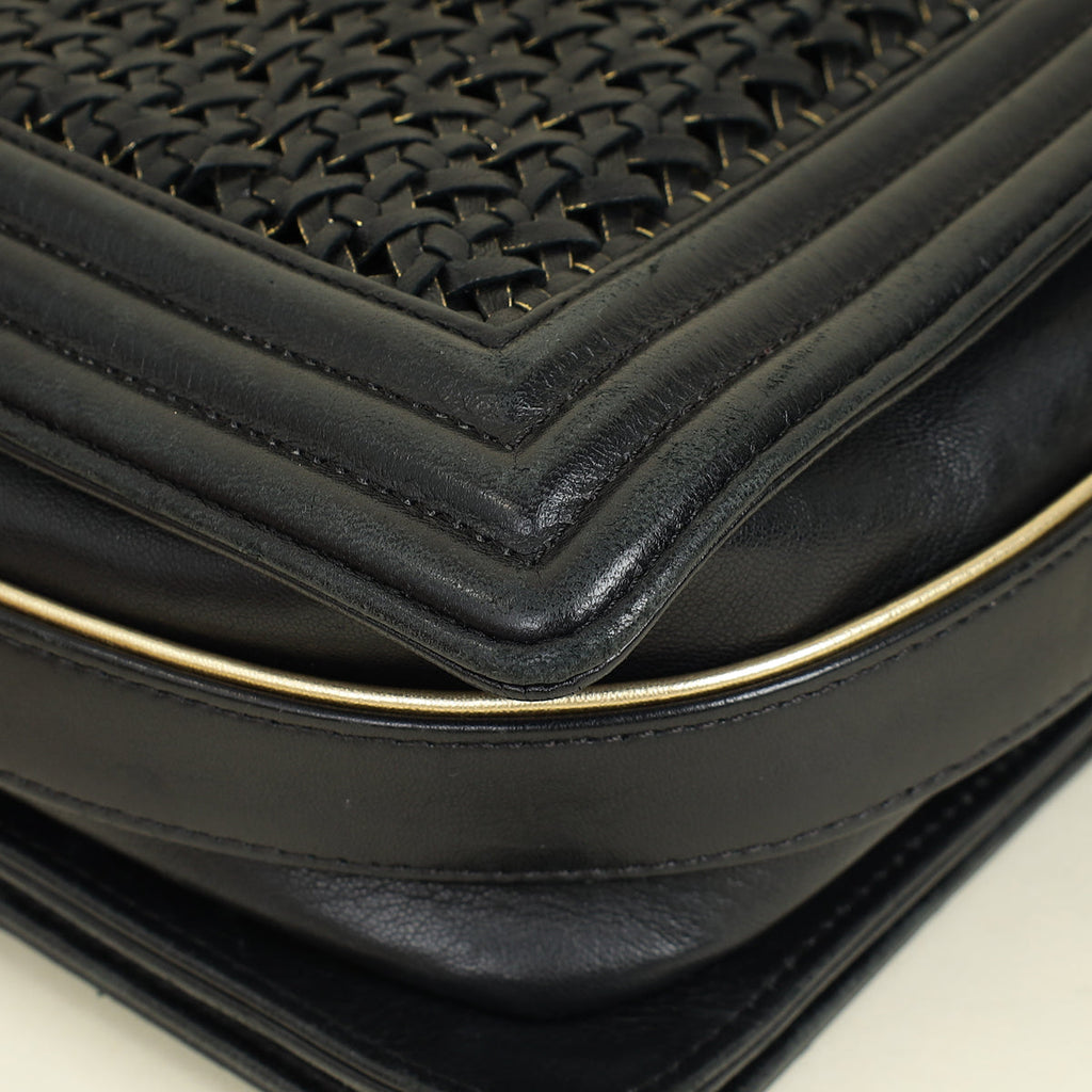 Chanel Black Braided Le Boy Reverso Flap Large Bag