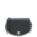Chanel Black CC Metal Bubble Edge Flap Bag