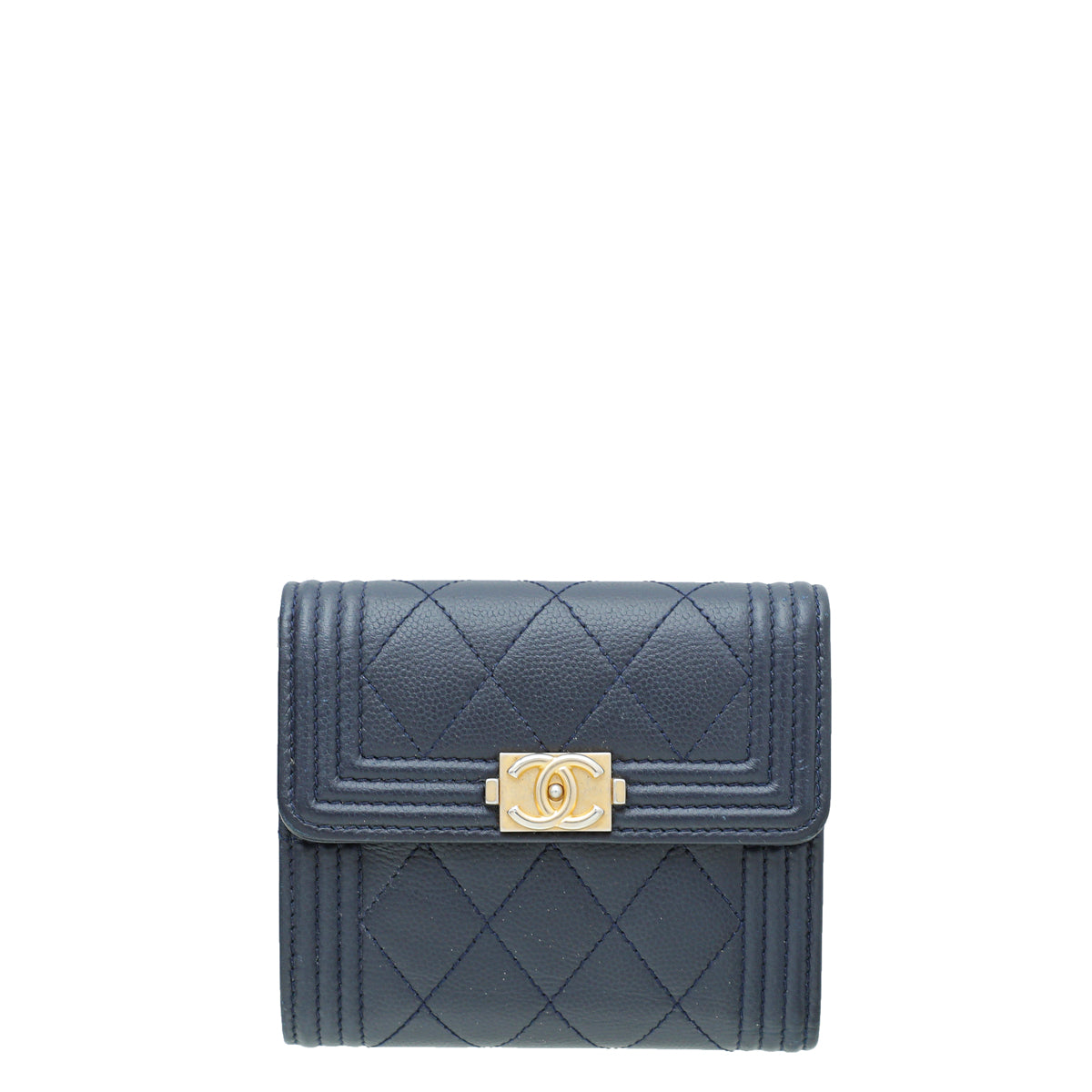 Chanel Navy Boy Compact Wallet
