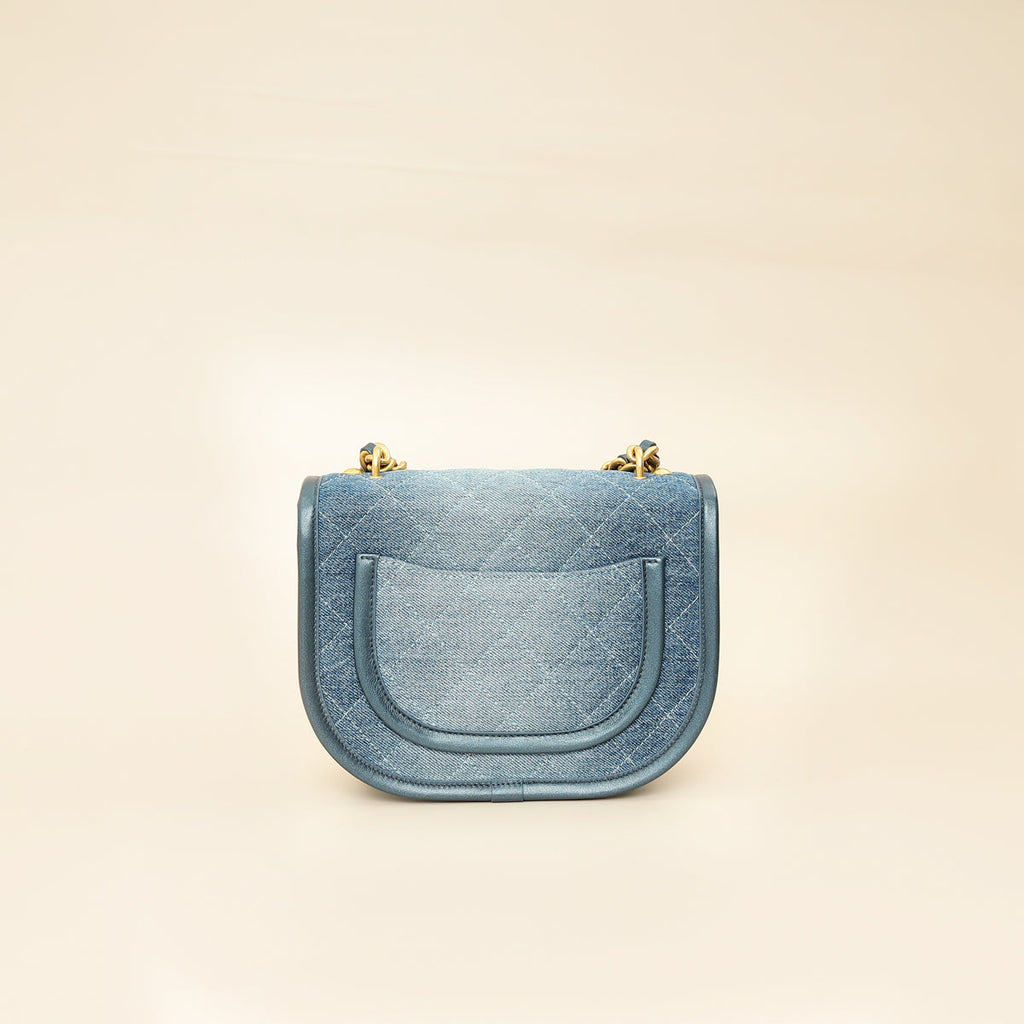 Chanel Blue CC Denim Messenger Bag