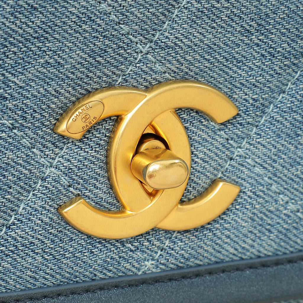 Chanel Blue CC Denim Messenger Bag