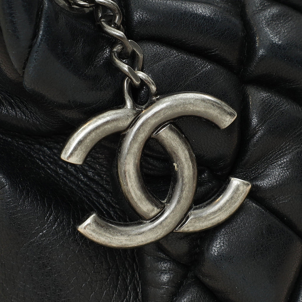 Chanel Black CC Charm Quilted Tote Bag