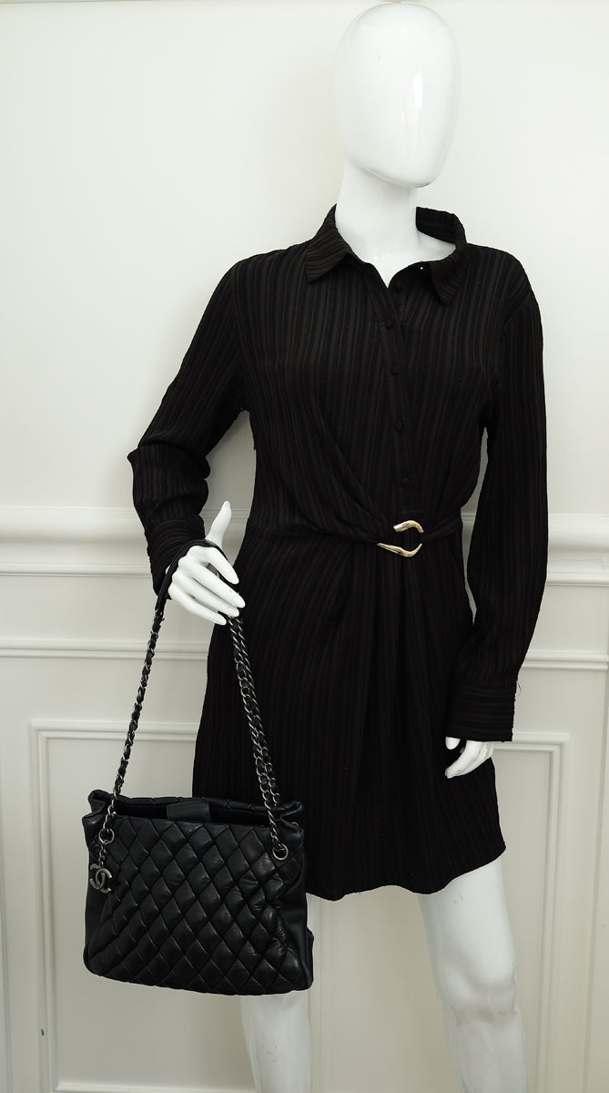 Chanel Black CC Charm Quilted Tote Bag