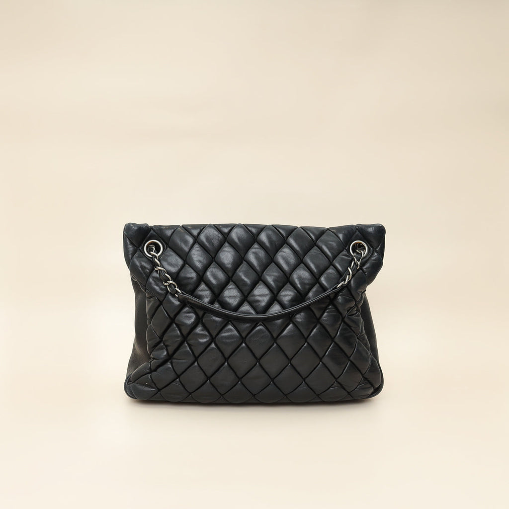 Chanel Black CC Charm Quilted Tote Bag