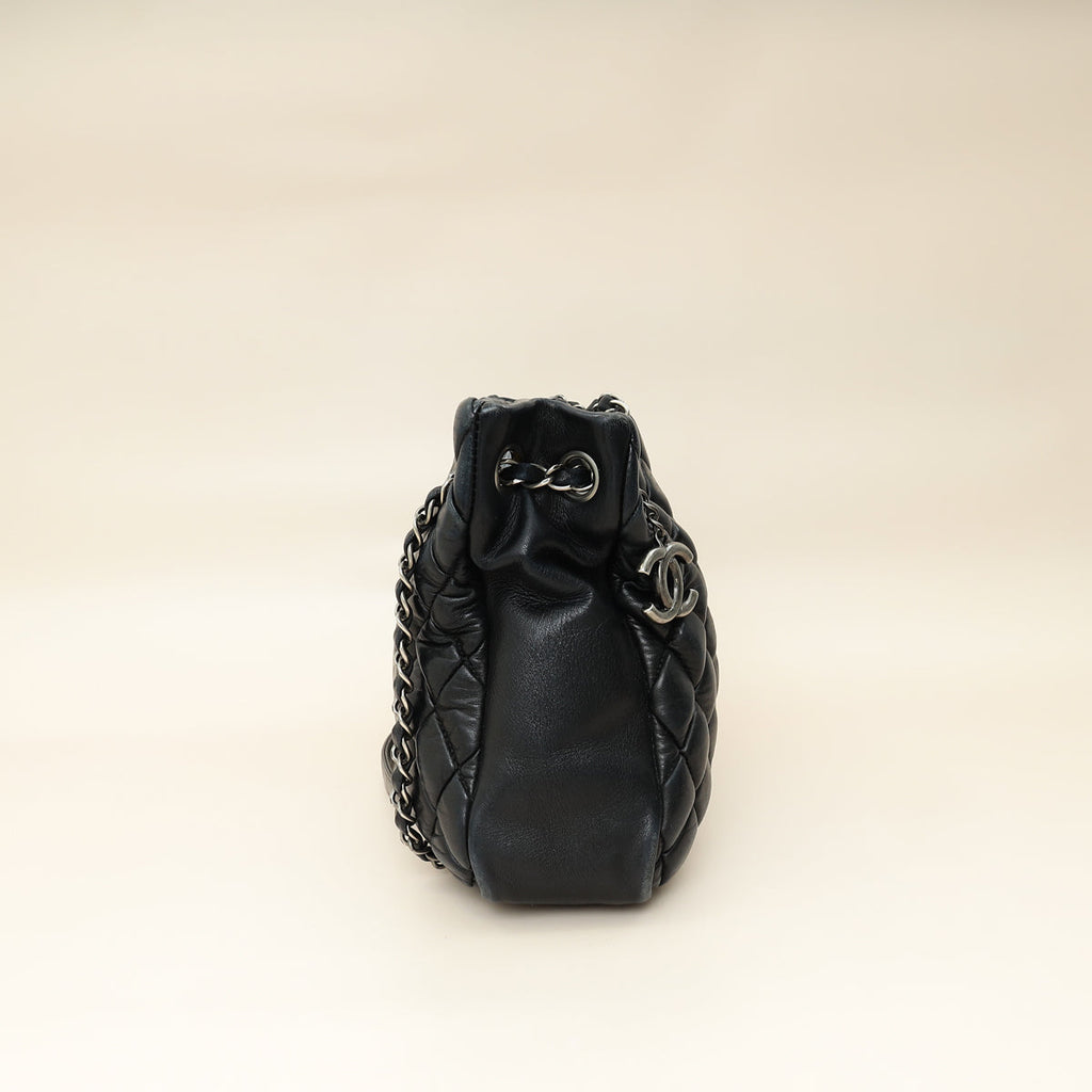 Chanel Black CC Charm Quilted Tote Bag