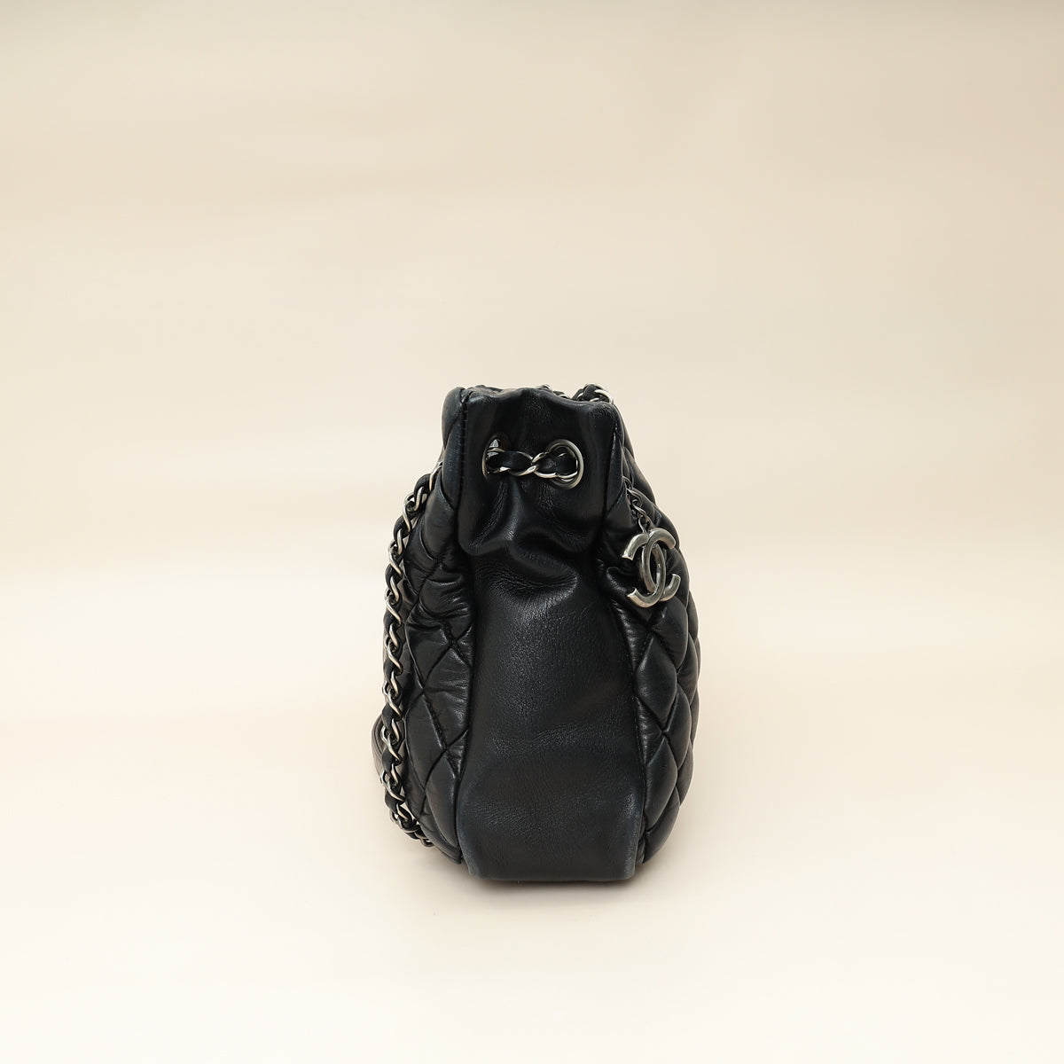 Chanel Black CC Charm Quilted Tote Bag