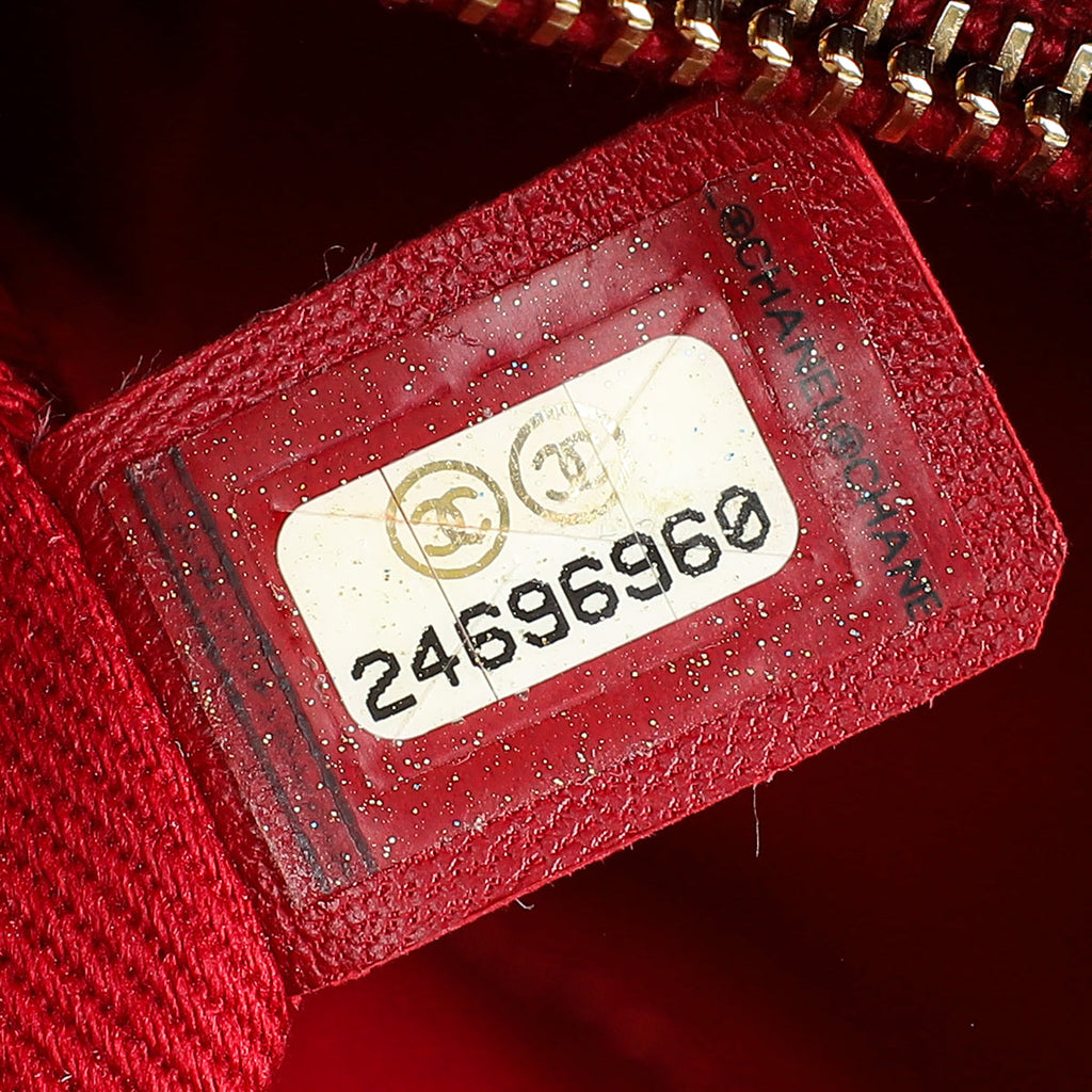 Chanel Red CC Coco Handle Chevron Flap Bag