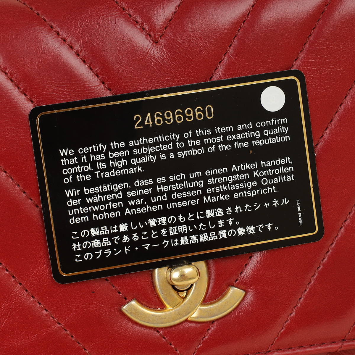 Chanel Red CC Coco Handle Chevron Flap Bag