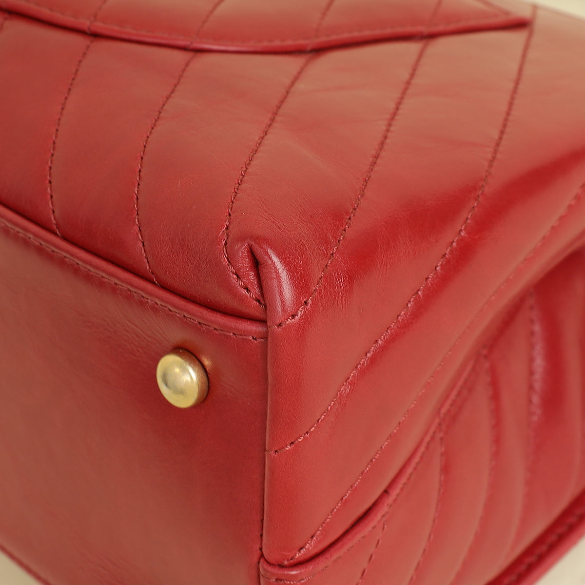 Chanel Red CC Coco Handle Chevron Flap Bag