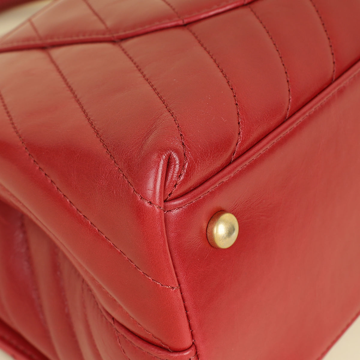 Chanel Red CC Coco Handle Chevron Flap Bag