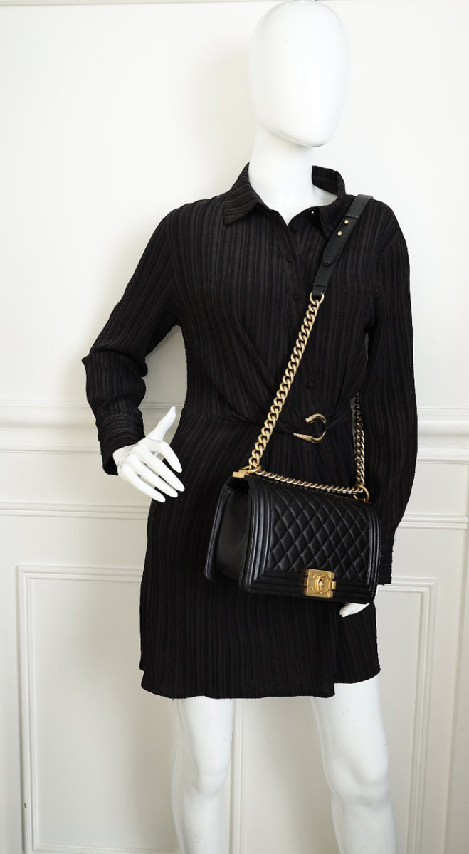 Chanel Black Le Boy Quilted Medium Flap Bag
