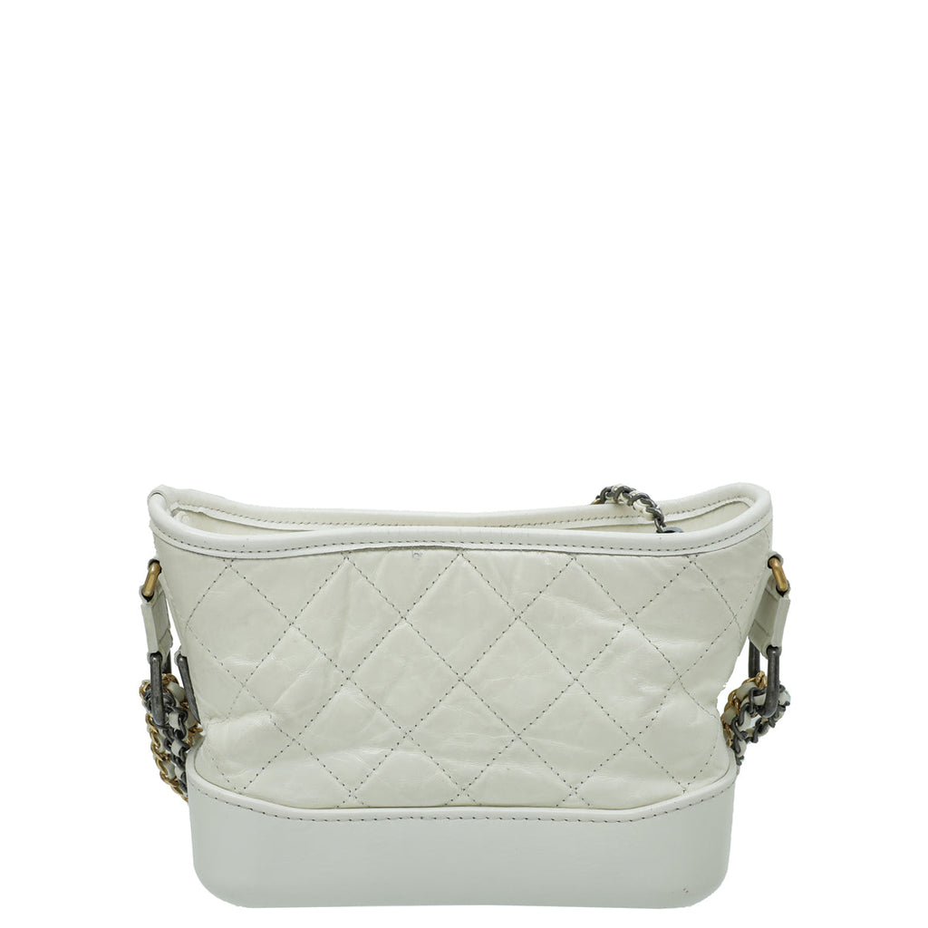 Chanel White Aged Gabrielle Hobo Small Bag