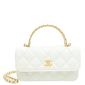 Chanel White CC Top Handle Phone Holder With Chain