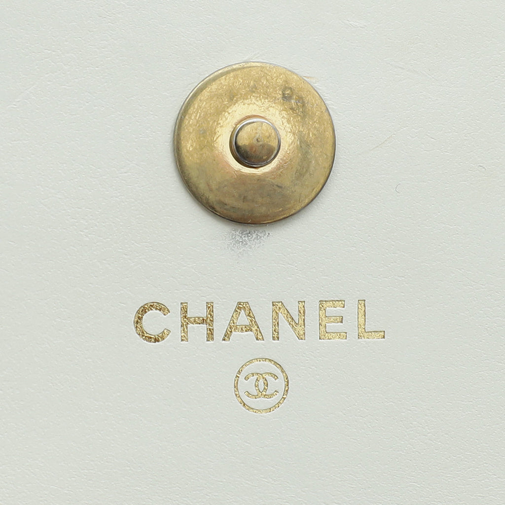 Chanel White CC Top Handle Phone Holder With Chain