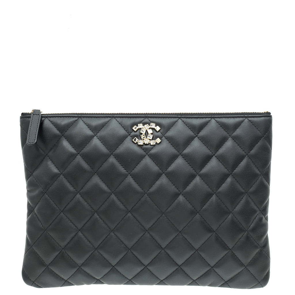 Chanel Black CC Quilted Zip Pouch