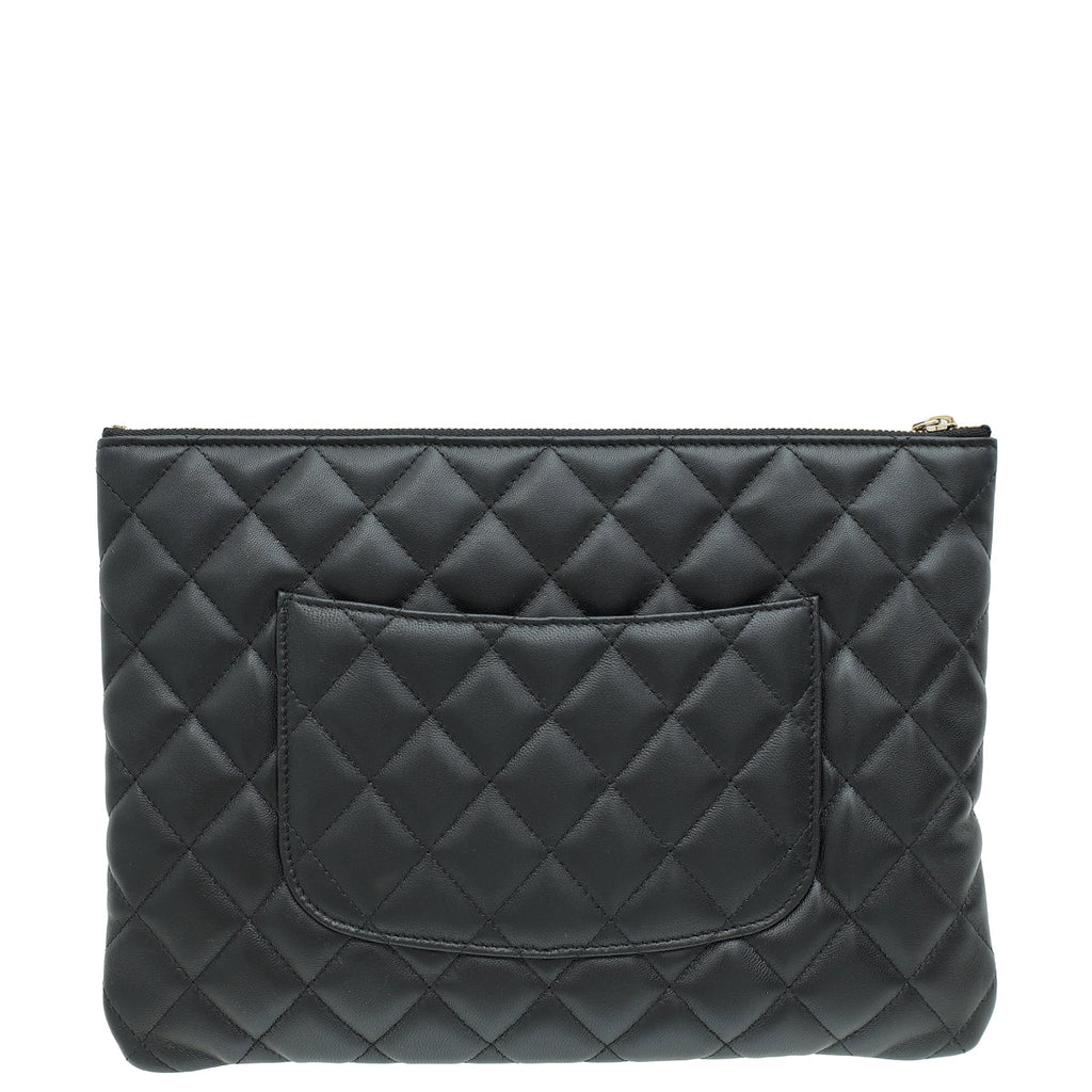 Chanel Black CC Quilted Zip Pouch