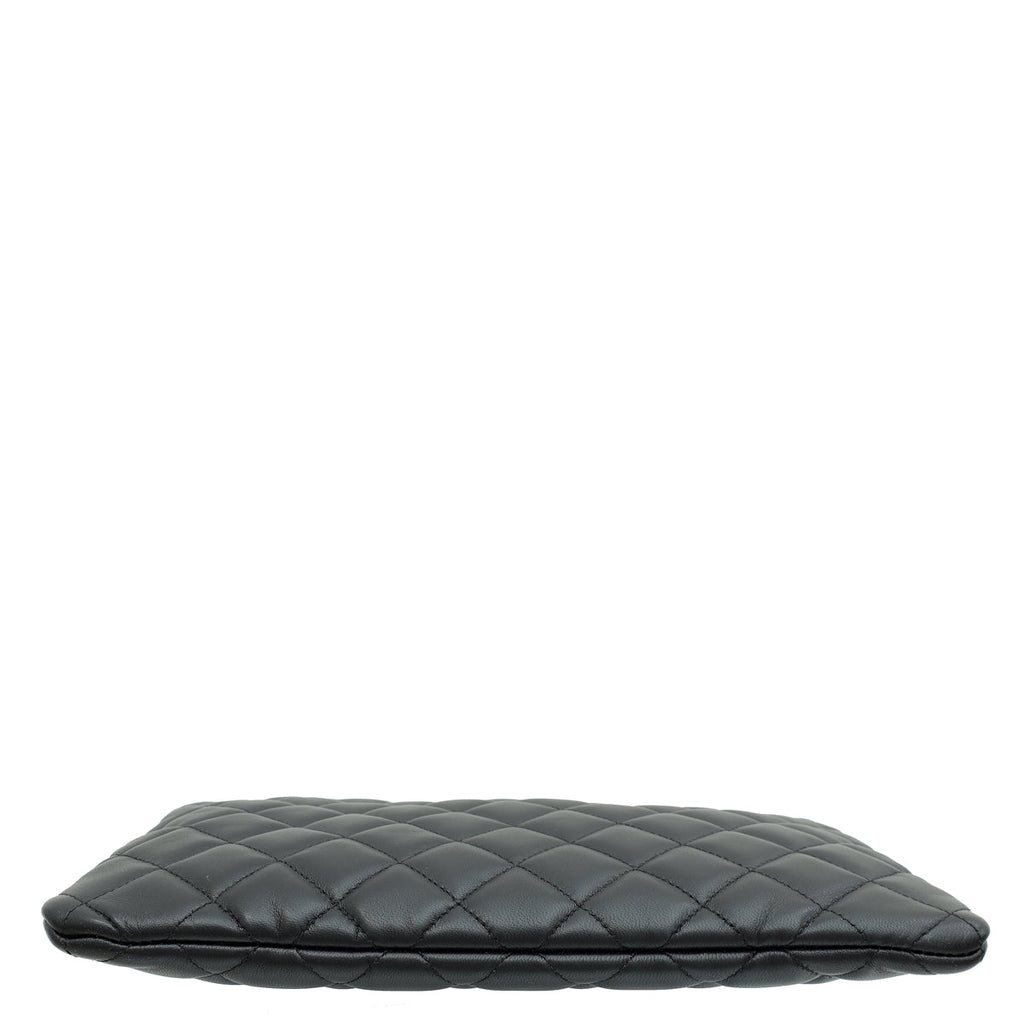 Chanel Black CC Quilted Zip Pouch