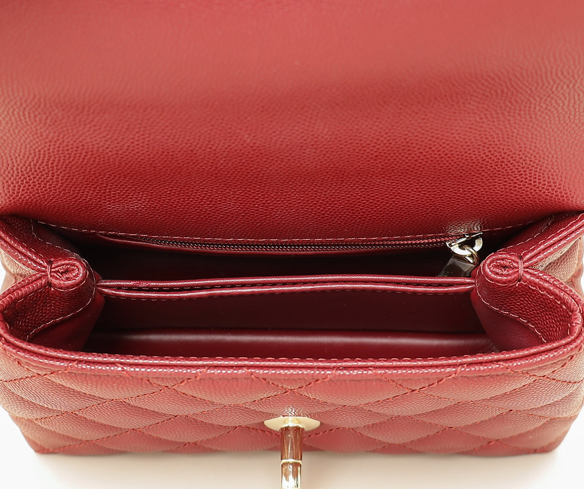Chanel Burgundy Mini Coco Handle Bag