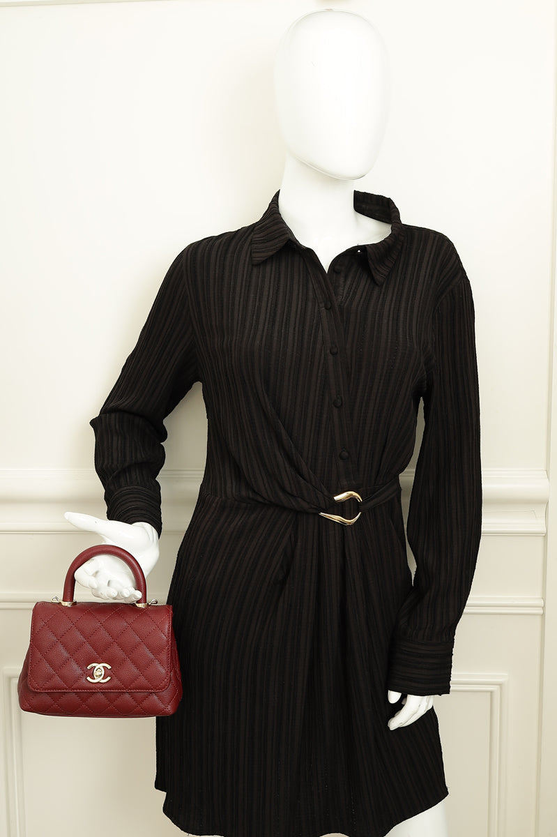Chanel Burgundy Mini Coco Handle Bag