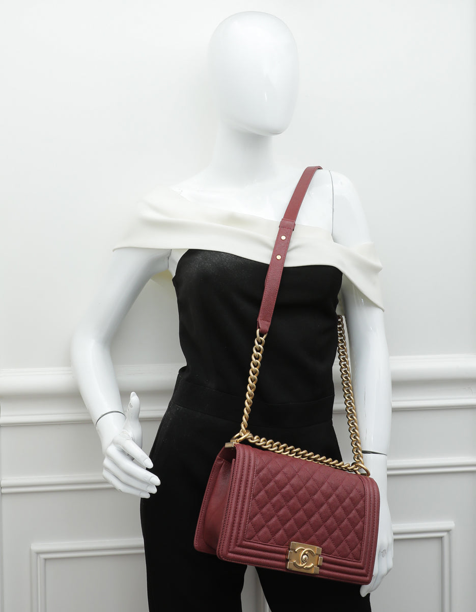Chanel Dark Red Le Boy Medium Bag