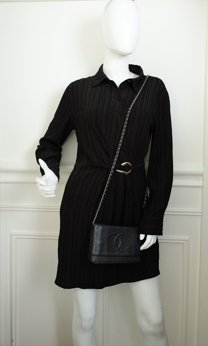 Chanel Black CC Timeless Wallet On Chain