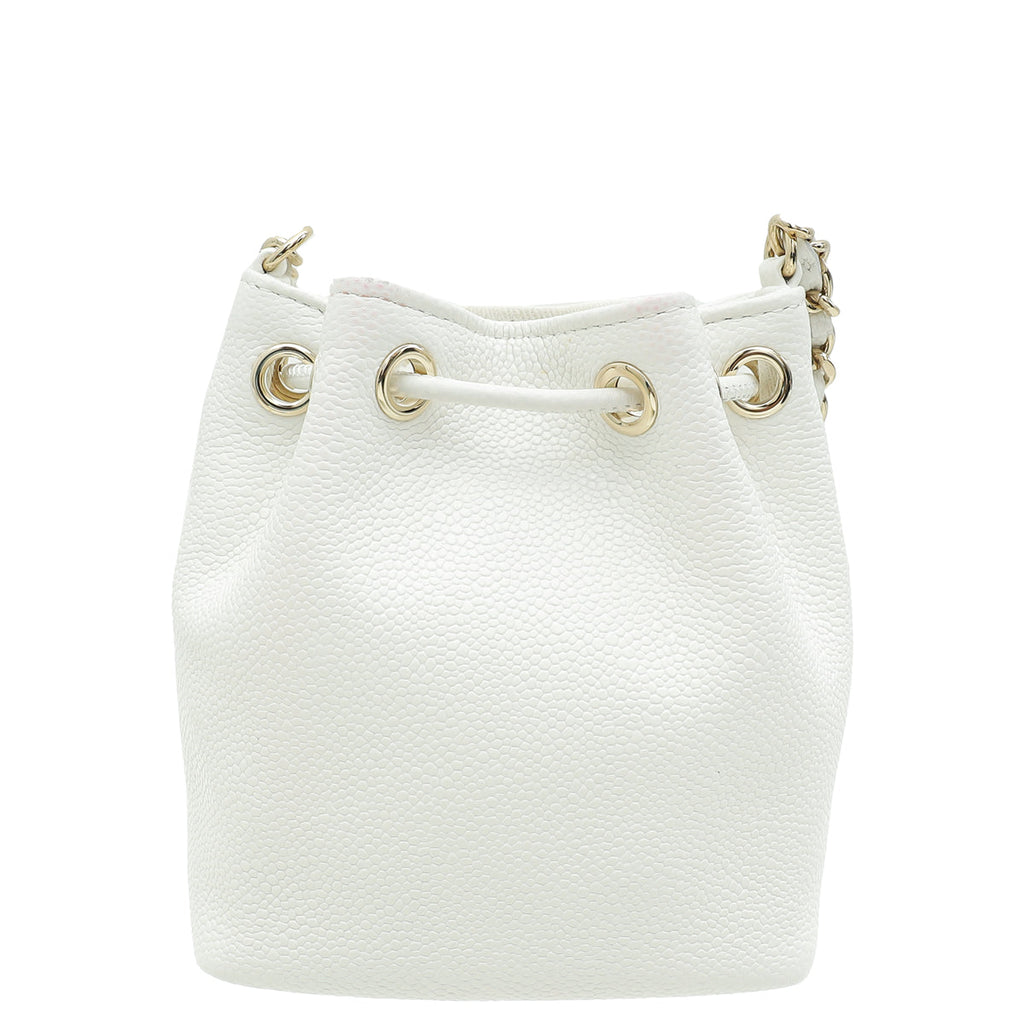 Chanel White Business Affinity Mini Bucket Bag