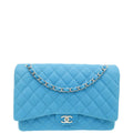 Chanel Blue CC Classic Nubuck Double Flap Maxi Bag