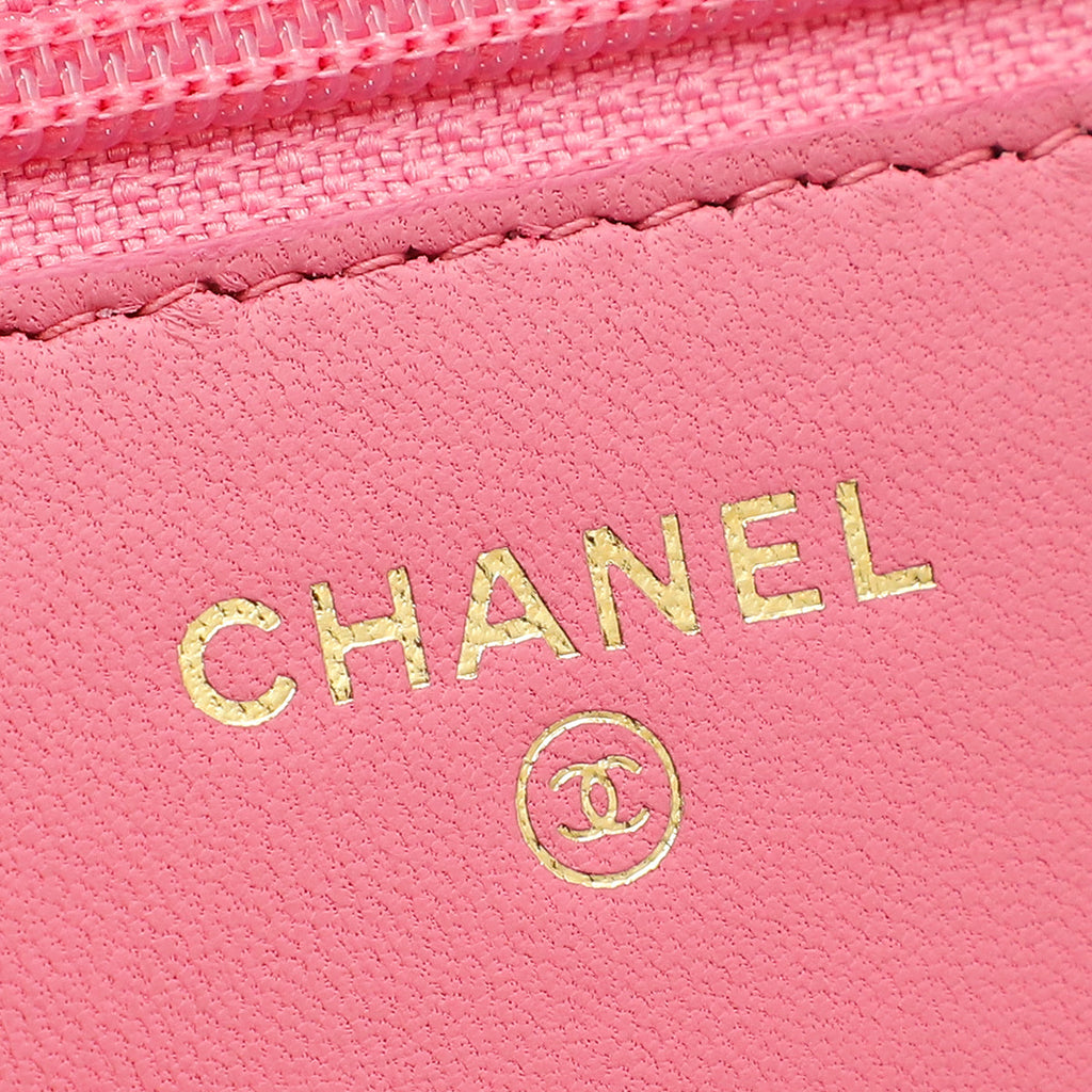 Chanel Pink Python Boy Wallet on Chain