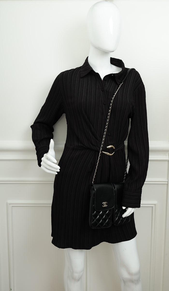 Chanel Black CC Double Pocket Flap Crossbody Bag