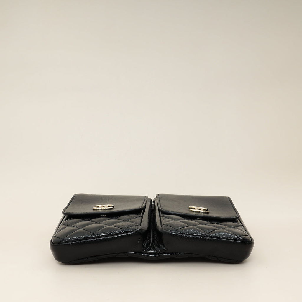 Chanel Black CC Double Pocket Flap Crossbody Bag