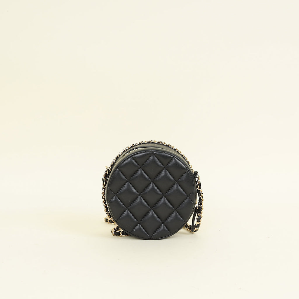 Chanel Black CC Chain Around Round Clutch Bag