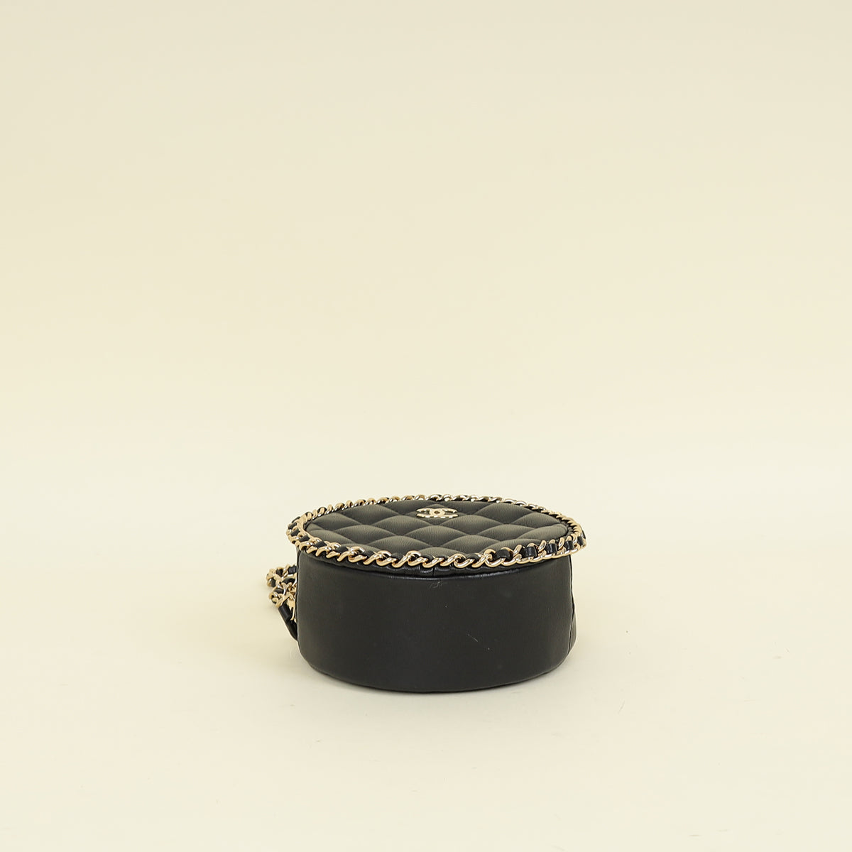Chanel Black CC Chain Around Round Clutch Bag
