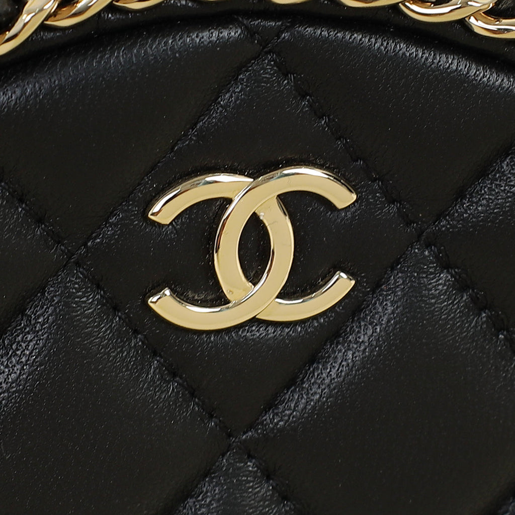 Chanel Black CC Chain Around Round Clutch Bag