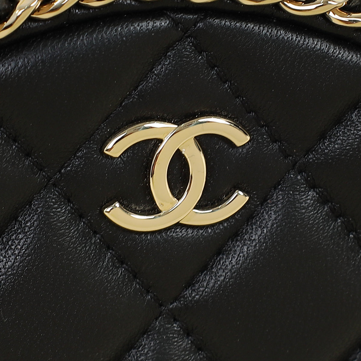 Chanel Black CC Chain Around Round Clutch Bag