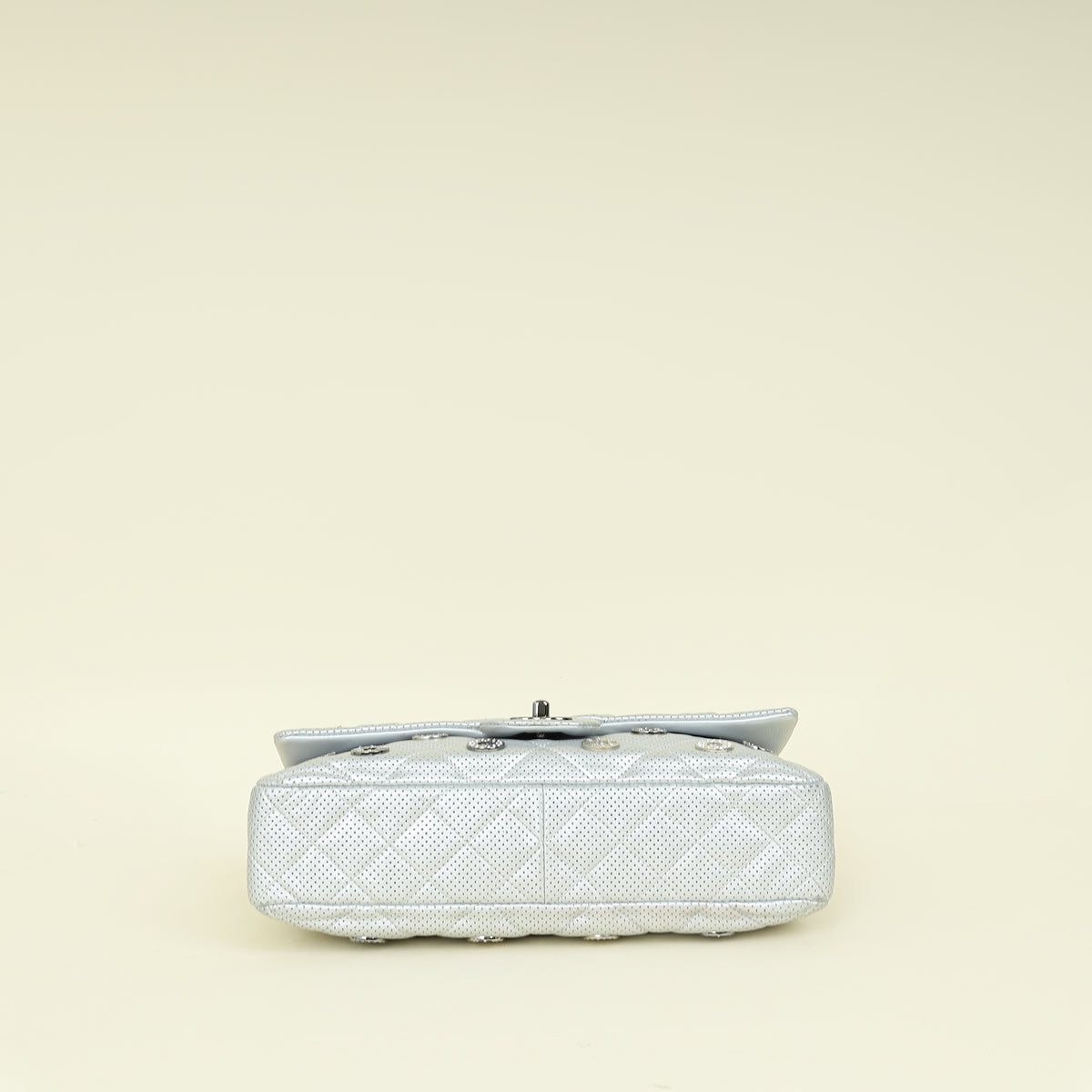 Chanel Silver CC Perforated Paris-Dubai Medal Single Flap Bag