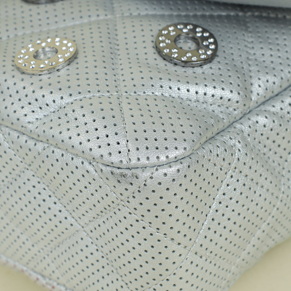 Chanel Silver CC Perforated Paris-Dubai Medal Single Flap Bag