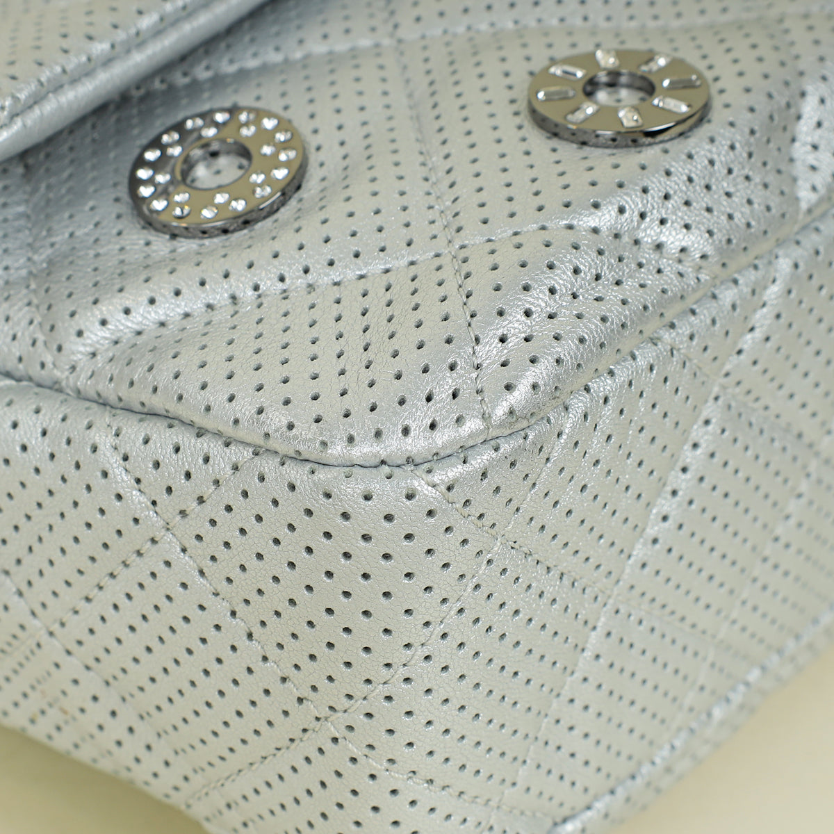Chanel Silver CC Perforated Paris-Dubai Medal Single Flap Bag