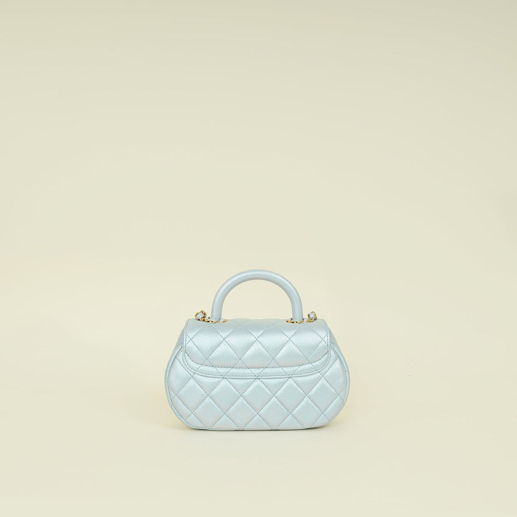 Chanel Pearl Light Blue CC Top Handle Small Flap Chain Bag